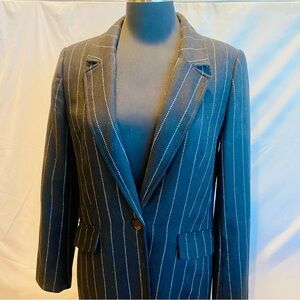 Banana Republic long jacket black pinstriped S